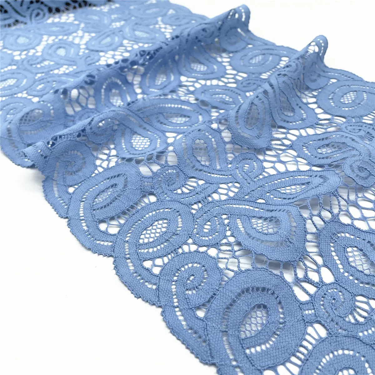 3M/lot Width 9 inch 23cm Sky Blue Elastic Stretch Lace 6