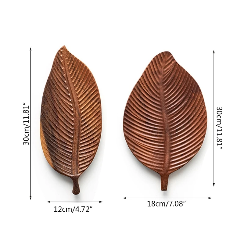Q9QF Wooden Leaf Shape Refreshment Tray Fruit Tray Dessert Snack Plate Japanese Style Bread Wooden Plate Decorative Tableware fruit plate ceramic dessert plates wooden tableware