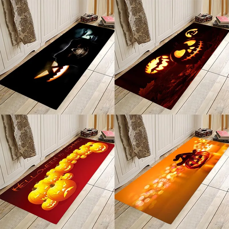 

Halloween holiday scene flannel home mat, flannel mat Anti-Slip absorbent mat