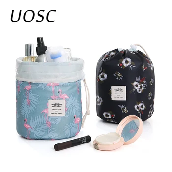 

UOSC Women Lazy Drawstring Cosmetic Bag Round Travel Makeup Bag Organizer Make Up Case Storage Pouch Toiletry Beauty Kit Neceser