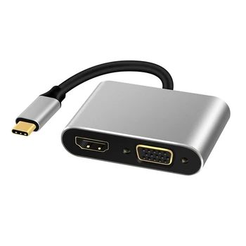 Mool 4IN1 hdmiタイプc 4 18kアダプタ1080 1080p vga oビデオコンバータpd 87ワット急速充電器アダプタドングルドックケーブル