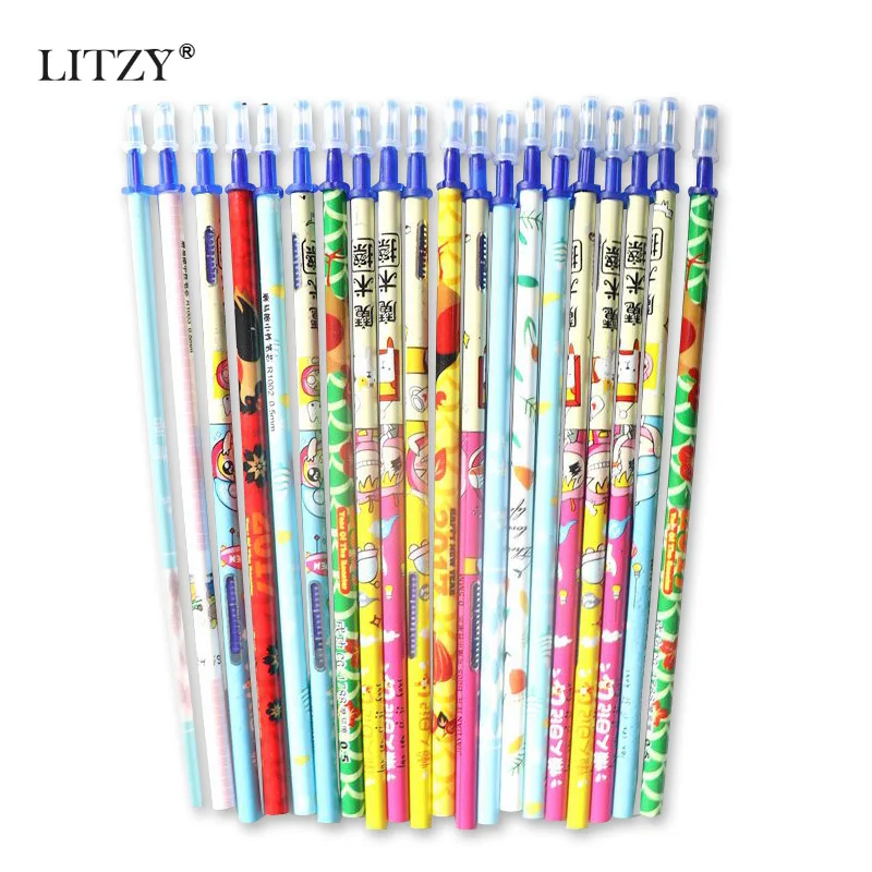 20Pc/Set Gel Pen Erasable Refill Office Magic Erasable Pen 0.5mm Blue Black Ink Pens Stationery School Writing Tool student Gift