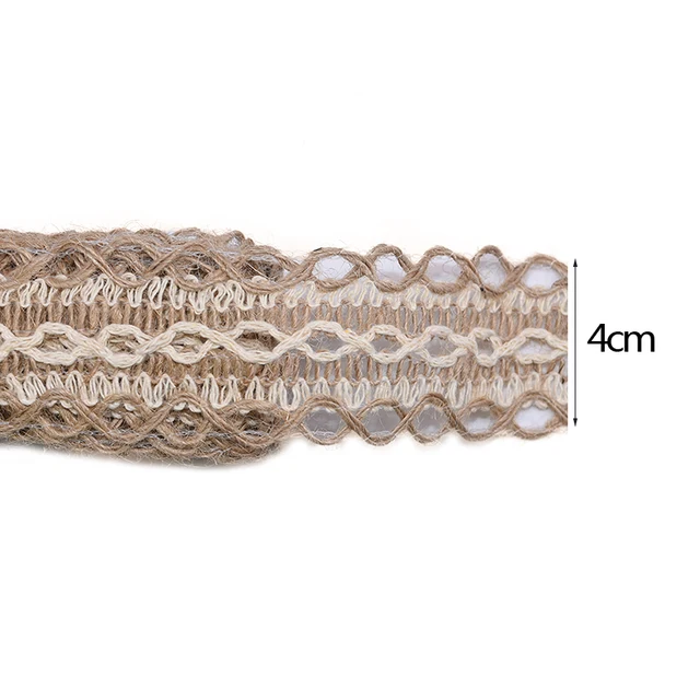 2M 3.5~5cm Width Natural Jute Burlap Roll Ribbon Vintage Hollow Weave Hemp Rope Wedding Party Gift Box Decor Supplies DIY Crafts B02