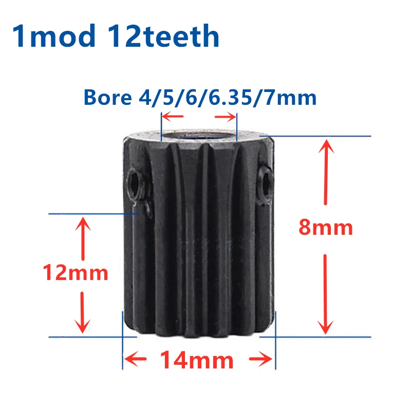 2pcs 1 Mod 10*10*500mm rack+2pcs 1mod 12teeth 14T Gear rack Precision cnc rack straight teeth Toothed rack metal gear