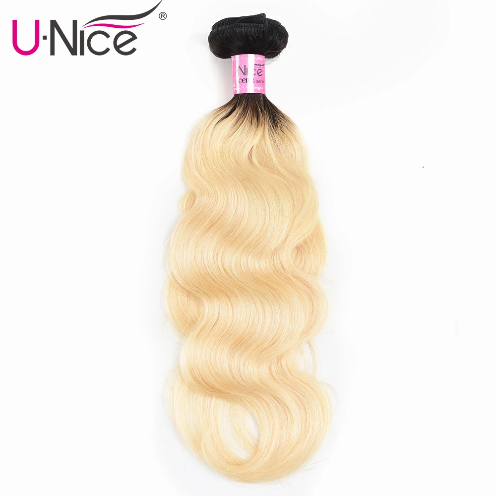 Волосы UNICE 1B/613 Омбре бразильские вплетаемые волосы в пучках 10-20 дюймов 1 шт объемная волна 2 тона черный блонд Remy человеческие волосы уток