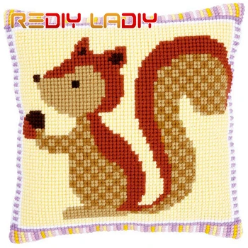 

LADIY Cross Stitch Cushion Cover Unfinished Cross-Stitch Kits Cartoon Cushions for Sofa Night Teddey Home Decorative Pillow Case