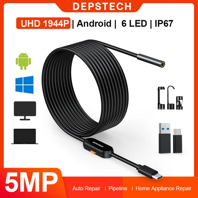 Endoscopio de vídeo inteligente impermeable USB tipo c para Android PC,  cámara de 5mm, inspección interna de coche - AliExpress