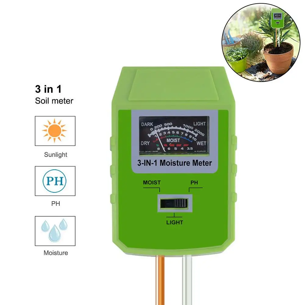 

3 in 1 Portable Soil Analyzer Multifunctional Hygrometer Soil ph meter Moisture&Light Tester Gardeners orp meter medidor de ph