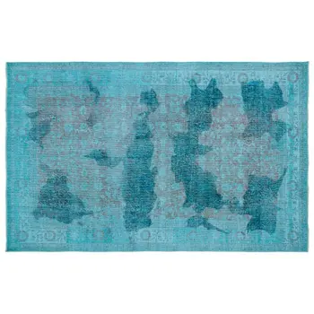 

Handmade Turquoise Vintage Overdyed Turkish Area Rug 185x290 Cm-6'1''X9'6''