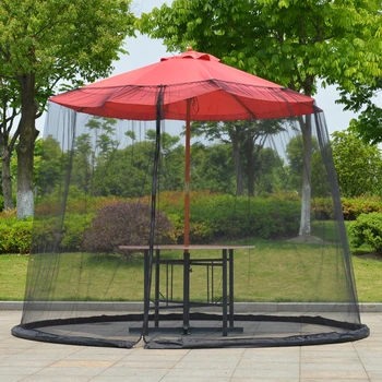 

See Through Mesh Zipper Closure Mosquito Net Table Garden Umbrella Cover Patio Sun Protection Polyester Afternoon Tea Sunscreen