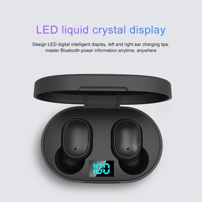 E6S TWS bluetooth Earphone LED Display Auto Pairing Headset With Dual Mic 3D Stereo Sound Waterproof Sweatproof Sport Earbud