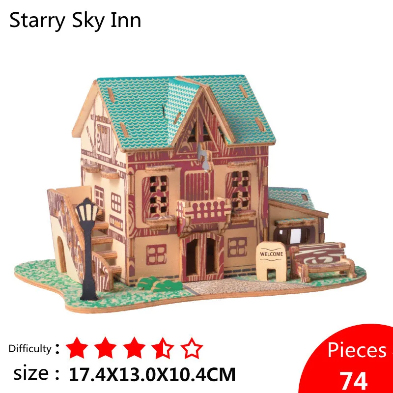 Звездное небо Inn DIY 3D собранная лазерная резка деревянная Сова игра-головоломка
