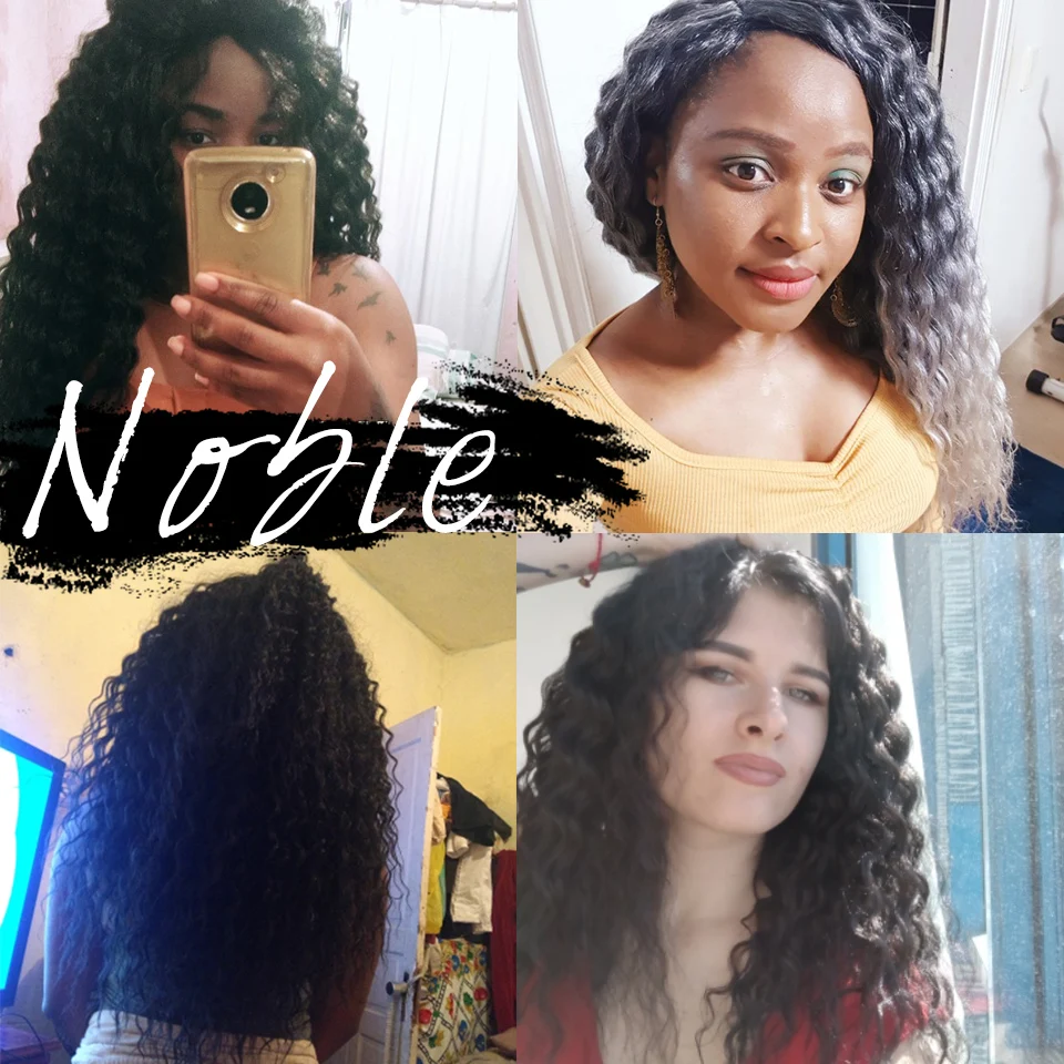 Noble-extensiones de pelo sintético Afro rizado, mechones ombré, ondulado, 20 pulgadas, 8 unids/lote