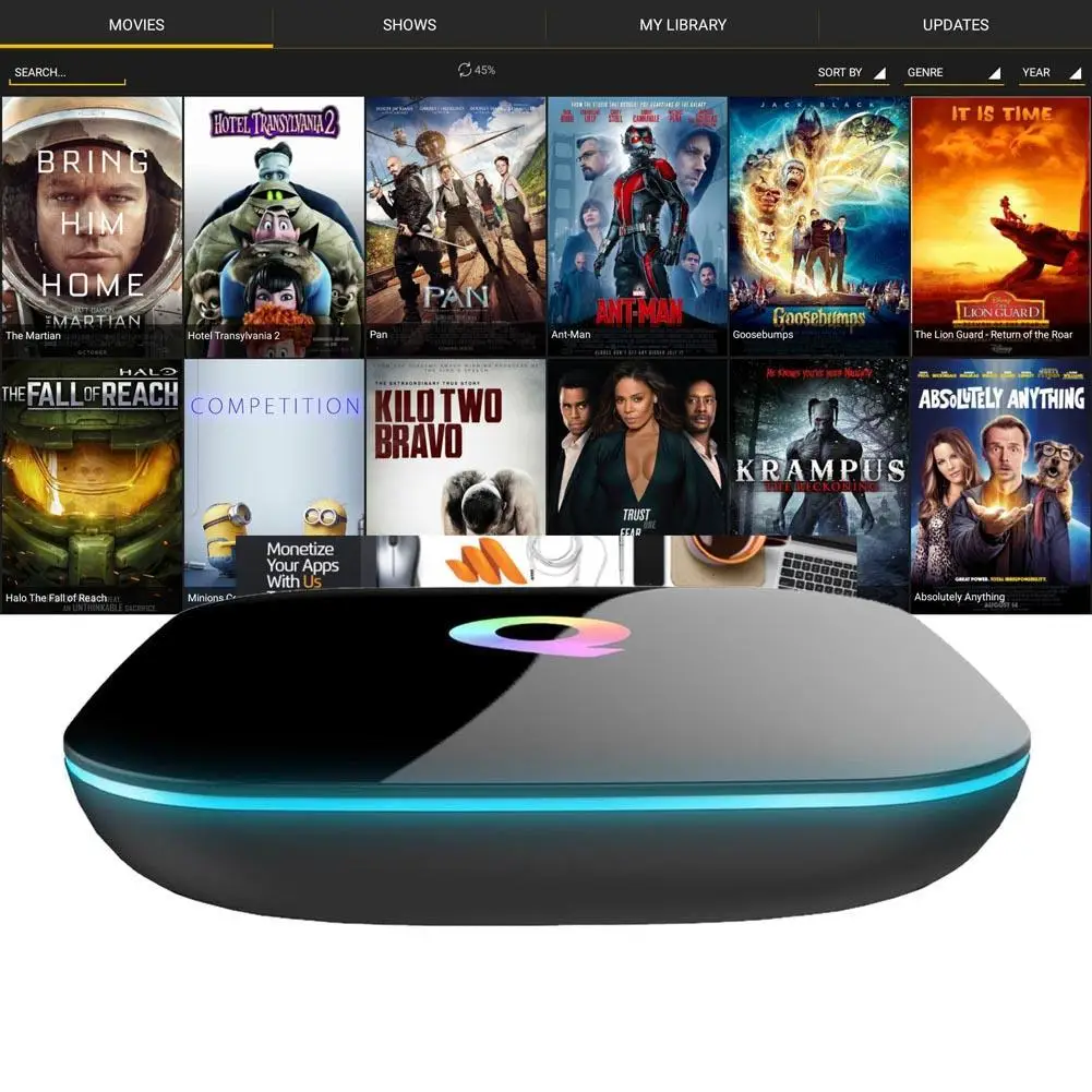 QBox Android 5,1 Amlogic S905 2,4G/5 GHz Wifi tv Box BT 4K 2G/16G US