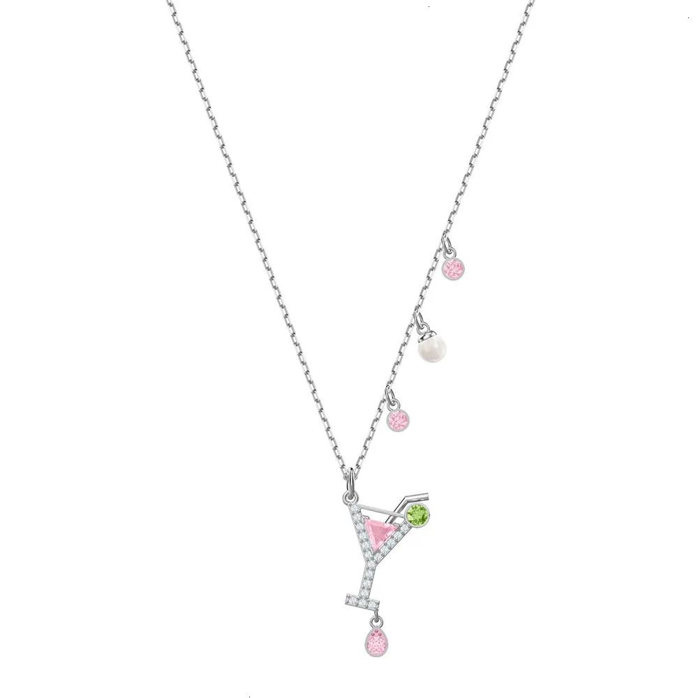 Swa new quality cocktail pendant, standard, pink crystal, high quality necklace with feminine fashion temperament