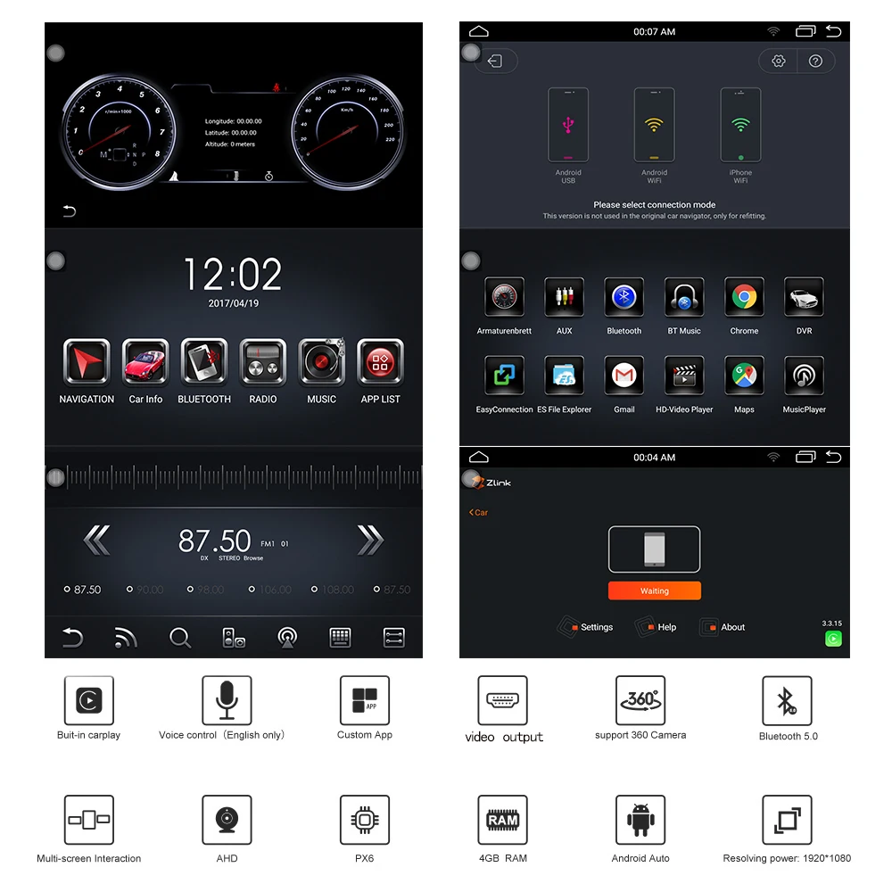 AuCAR 9 Android 8.1 DIN Car Radio for Maserati GTGC GranTurismo 2007 - 2019 GPS navigation multimedia Stereo Audio DVD player1