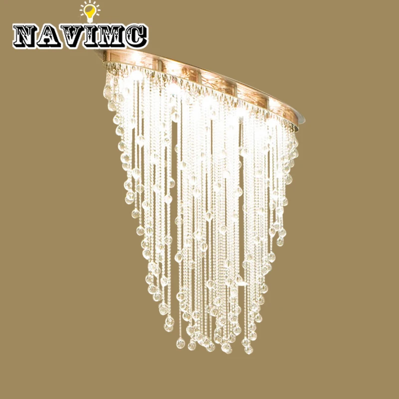 

Modern Oval Design Dining Room Crystal Lamp Luxury Embedded LED Chandelier Lighting