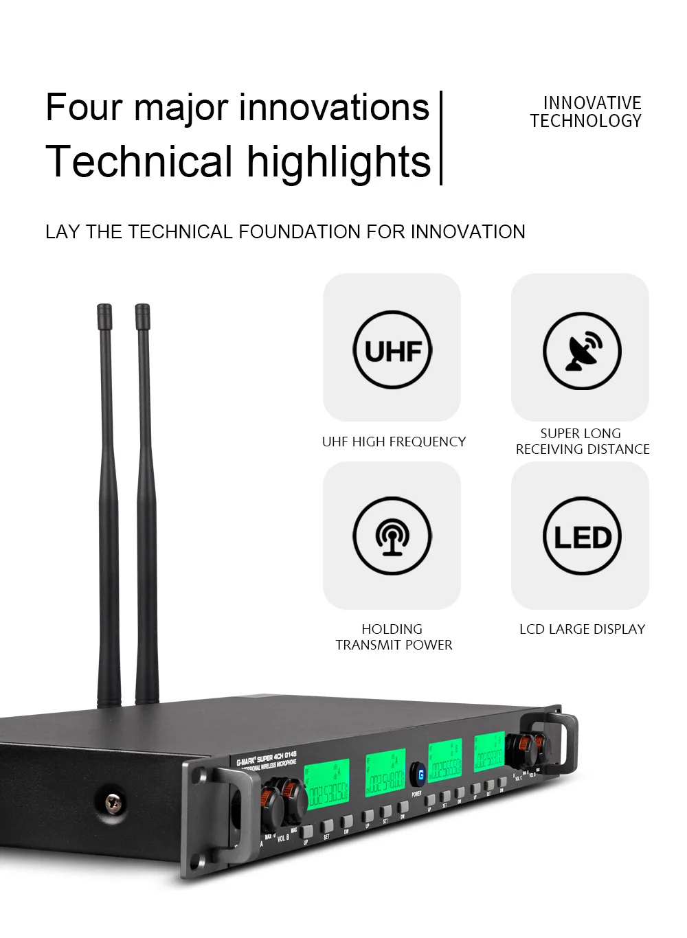 G-MARK G14S Беспроводная микрофонная система 4-канальный UHF 4 ручные микрофоны полностью Металлическая сборка частота выбираемая 150 м