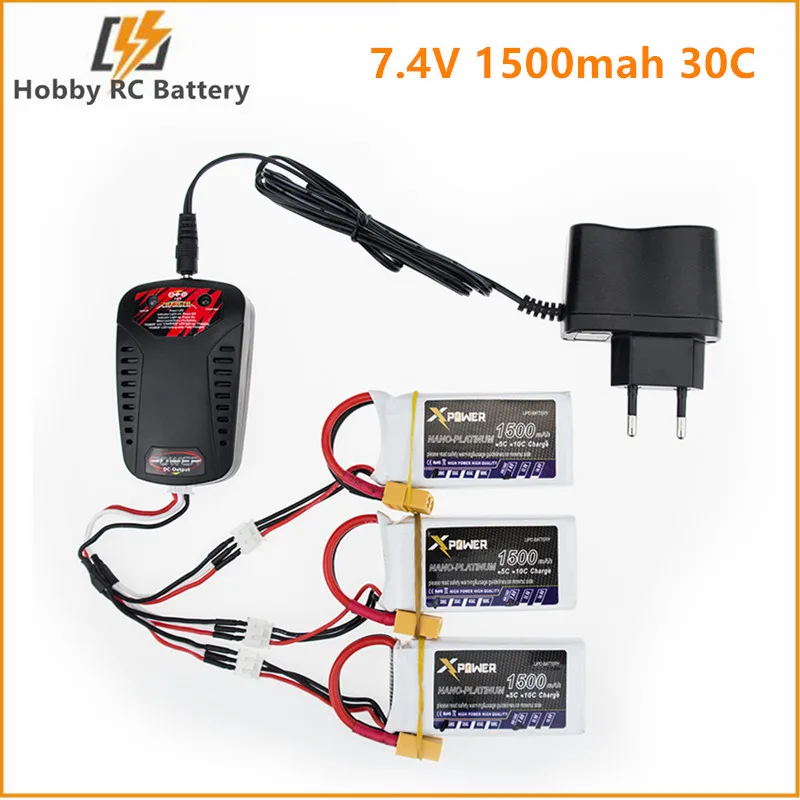 7 4 V 1500mAh 2s lipo батарея 30C max 35C Xpower батареи XT60 / T разъем для радиоуправляемого