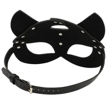 Porn Fetish Head Mask Whip BDSM Bondage Restraints PU Leather Cat Halloween Mask Roleplay Sex Toy For Men Women Cosplay Games 4