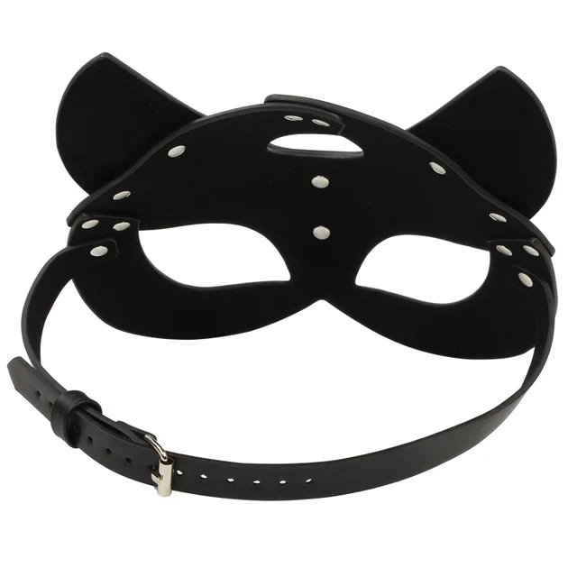 Porno cabeza de Fetiche máscara látigo para sadomasoquismo Bondage de cuero de la PU de gato máscara de Halloween juego de roles sexo juguete para hombres y mujeres Cosplay juegos 4