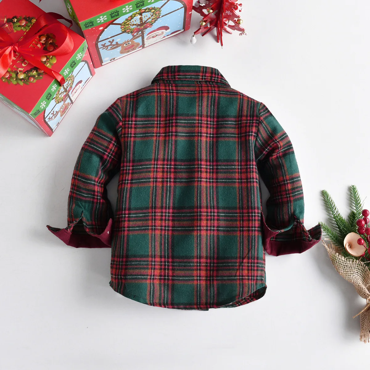 Boy Birthday Green-Red Plaid Christmas Outfit