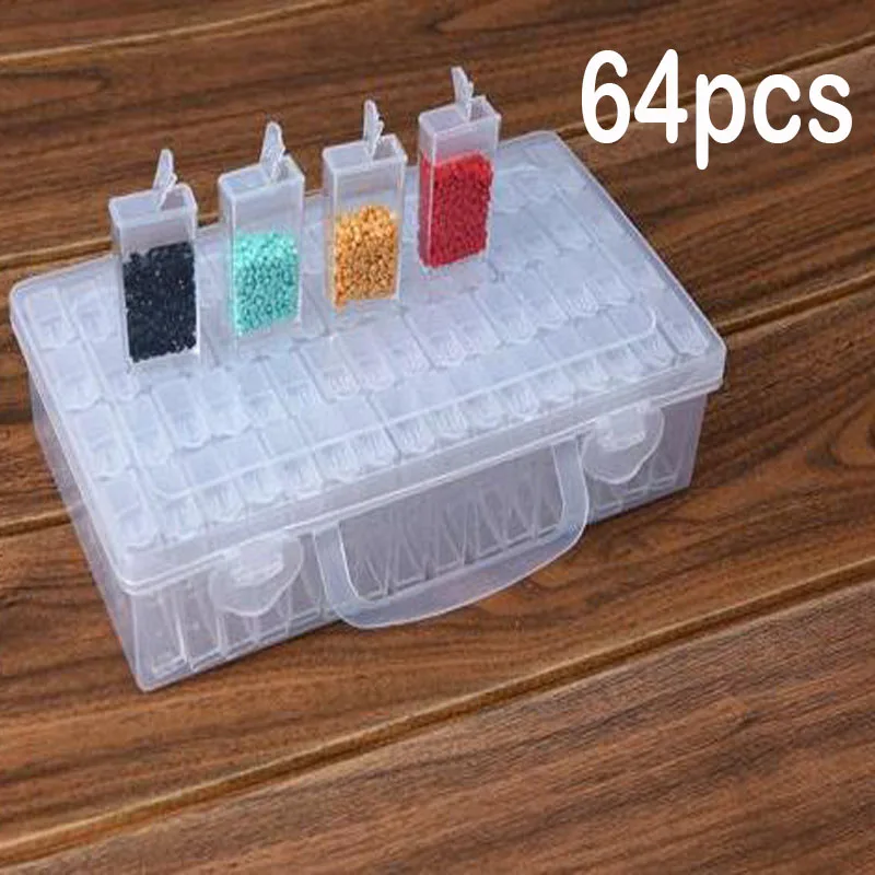 

Diamond Embroidery Diamond Painting Tool Box Diamond Transparent Plastic Storage Box Jewelry Drill Storage Box 6-64 Grids