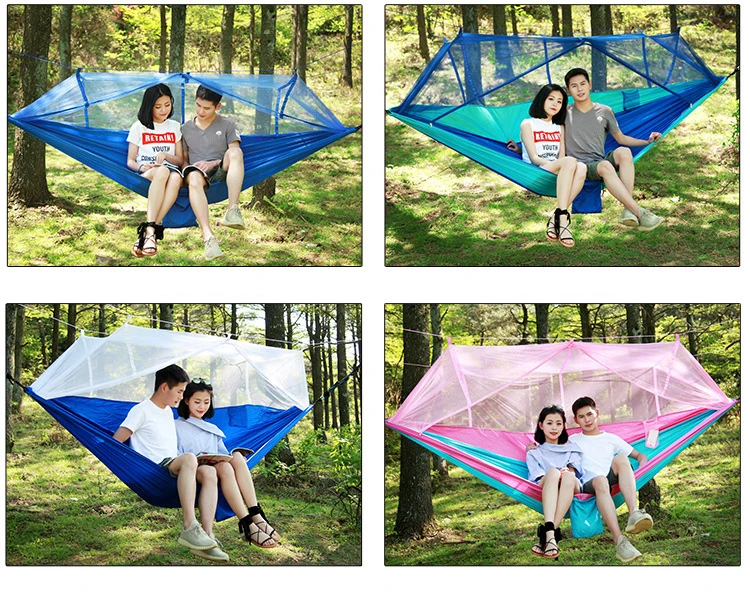 1/2 Person Camping Hammock with Mosquito Net Portable Hanging Bed Strength Parachute Fabric Sleep Swing for Garden ,Travel