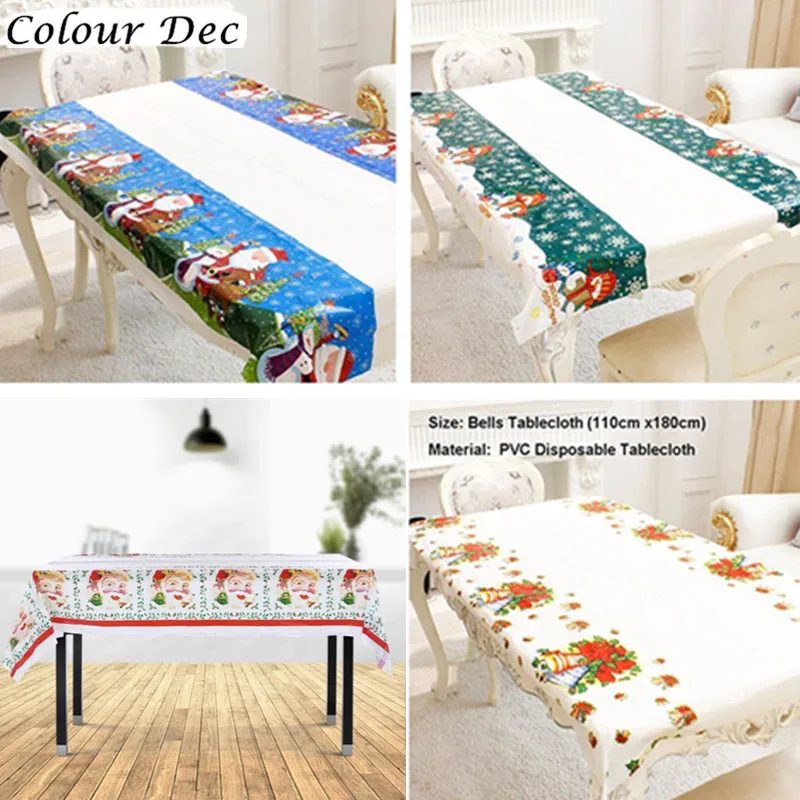 

wholesale Disposable PVC Christmas Tablecloth New Year Dining Table Decorations For Home Rectangular Table Covers 110*180cm