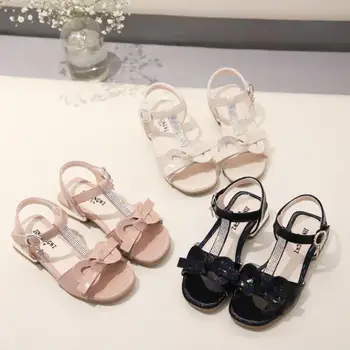 

New Spring Summer Children Casual Shoes Girls Sandals Sequins Bowtie Princess Leather Shoes Girls Shoes Dance Performance Shoes