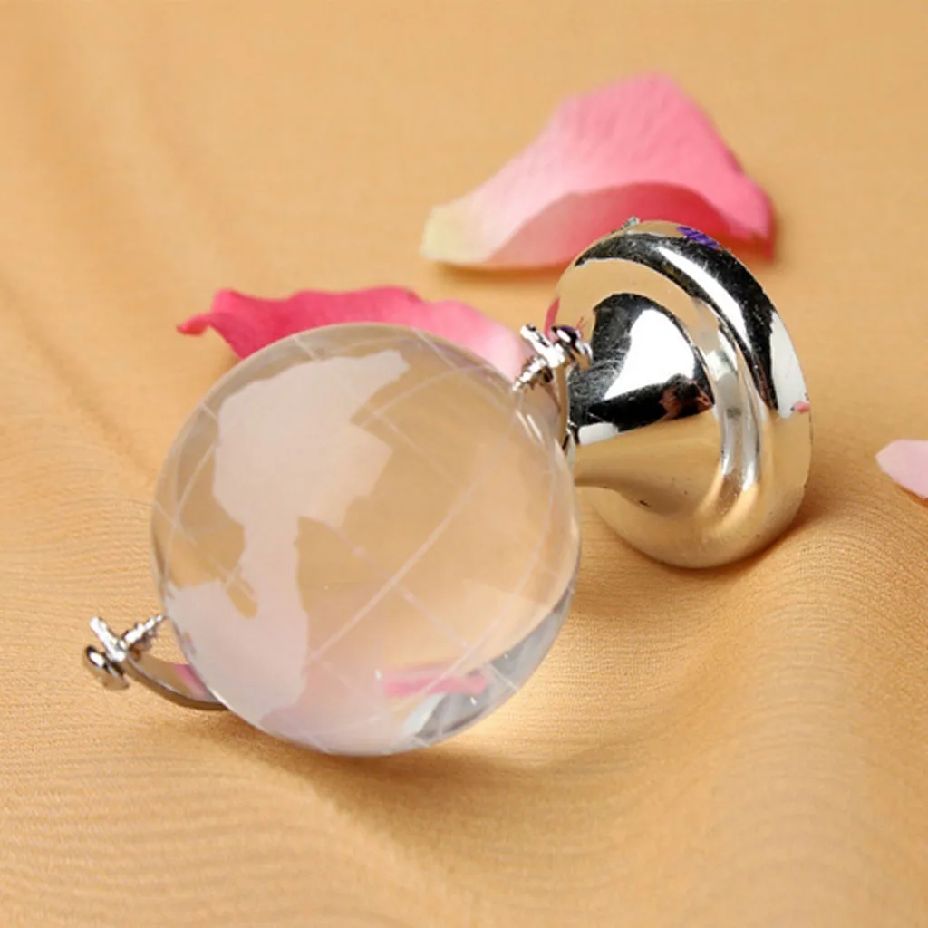 Silver Stand Crystal World Globe Wedding Paperweight Vastu Feng Shui Decor