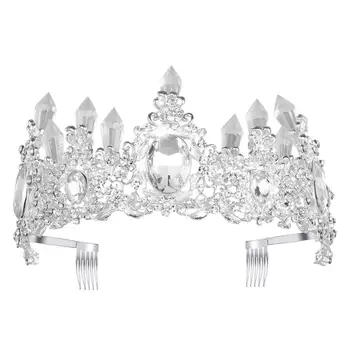 

FRCOLOR Crystal Rhinestone Crown Girl Tiara Princess Crown Bridal Wedding Hair Combs Prom Hair Accessory