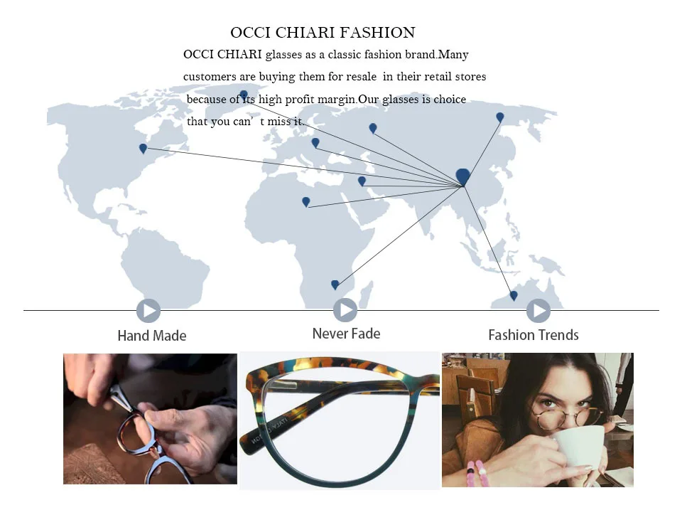 OCCI CHIARI  Fashion Big rim Eyeglasses 54cm For Women Spring Hinge Prescription Lens Medical Optical Glasses Frame W-ZOPPI