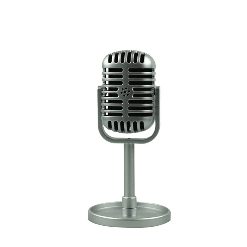 Classic Retro Dynamic Vocal Microphone Vintage Style Mic Universal Stand Model Simulated microphone(Not a real microphone) 