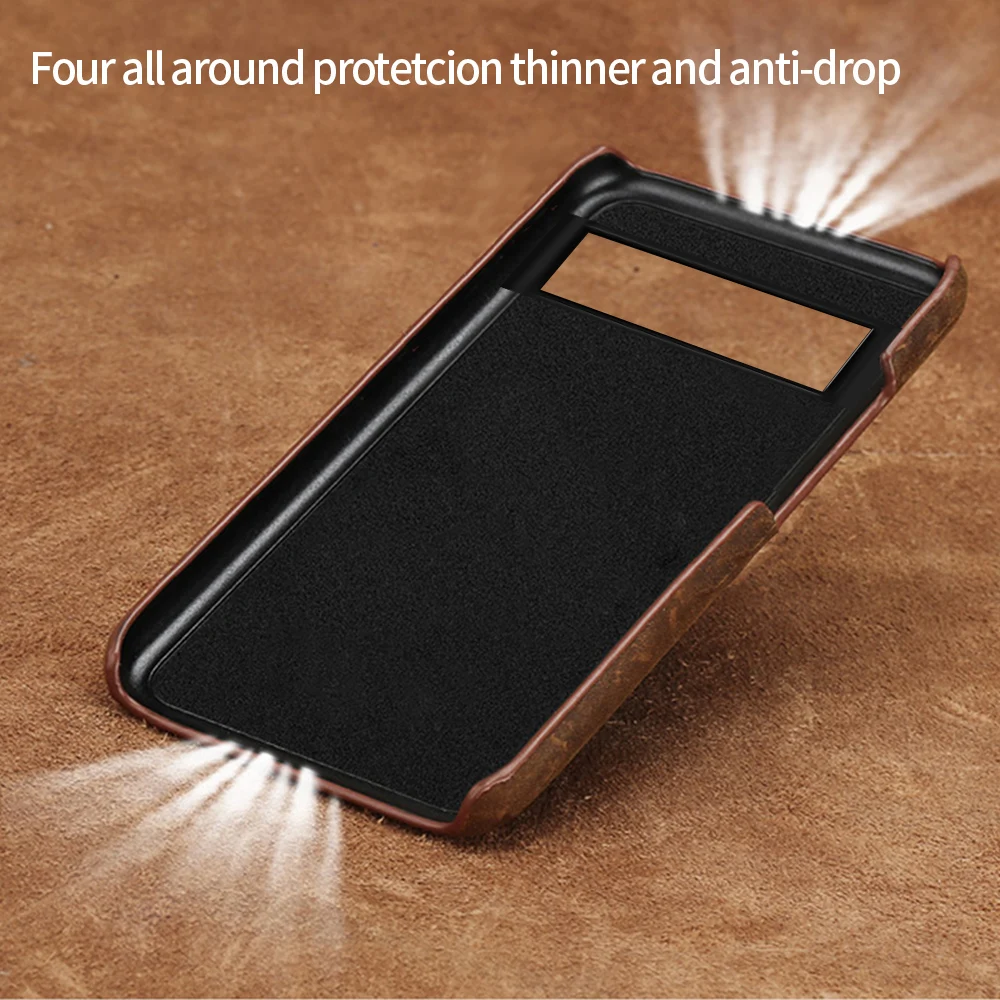 Genuine PULL-UP Leather Phone Case for Google Pixel 8 7 6 Pro 7A 6 6A 8Pro Half-Inclusive Protection Retro Crazy Horse Cover