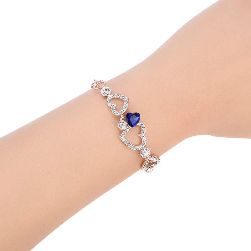 Винтажный браслет с жемчужными подвесками с голубым любящим сердцем и листьями, уникальный женский браслет для женщин, ювелирный подарок, мода