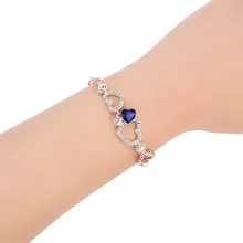 Винтажный браслет с жемчужными подвесками с голубым любящим сердцем и листьями, уникальный женский браслет для женщин, ювелирный подарок, мода