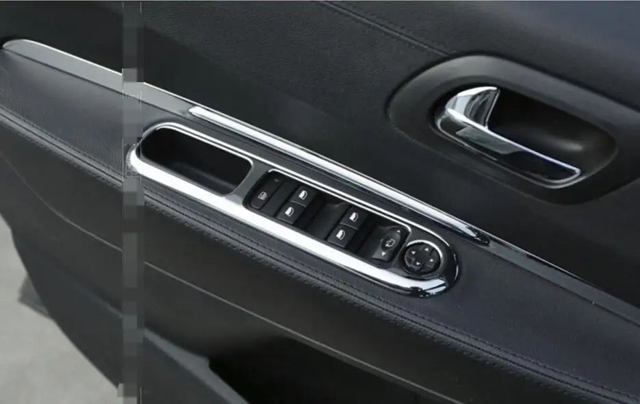 

Yimaautotrims Auto Accessory Inner Door Armrest Panel / Window Glass Lift Button Cover Trim 4 Pcs Fit For Peugeot 3008 2014 ABS