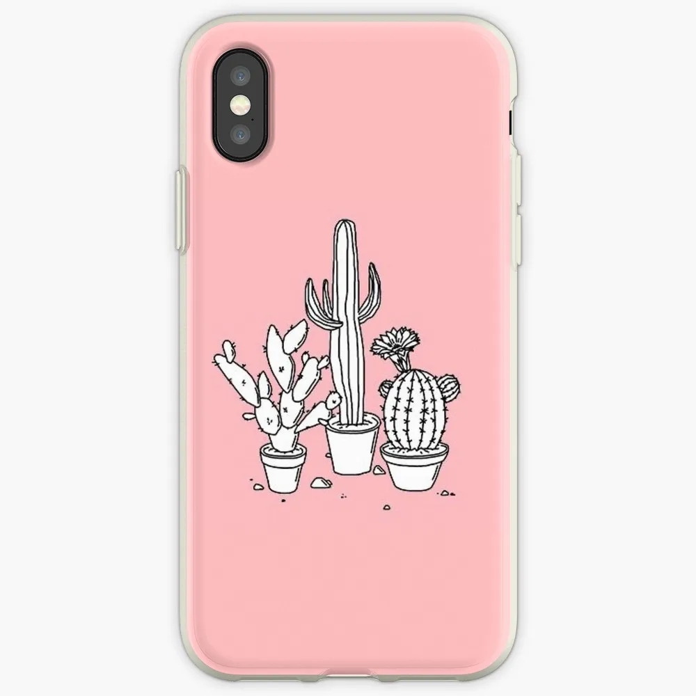 Cactus Doodle for iPhone 11 X XS Max XR Cute Cat Tom Cover iphone 8 7 6 6S Plus Soft Silicone Clear | Мобильные телефоны и
