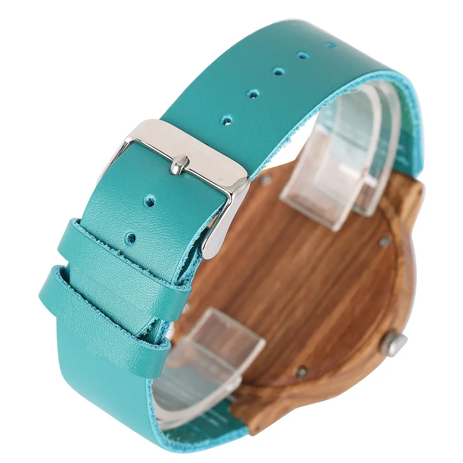 Unico orologio in legno di colore blu orologio da donna al quarzo in legno orologi da uomo cinturino in vera pelle coppie orologi da amante regali orologio 2019