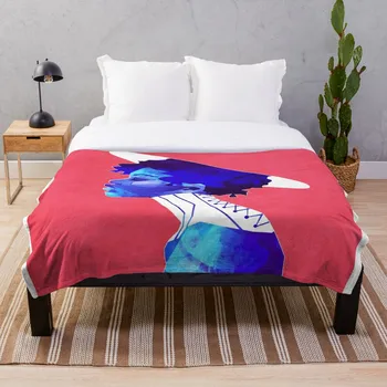 

Woman in Blue Blanket Wool Flannel Plush Blanket Bedspread For office Sherpa Blanket Couch Quilt Cover Travel