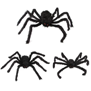 

NEW-Halloween Spider Decorations Scary Giant Spider Set with 3 Large Fake Spider for Window and Yard Outdoor Halloween Decor