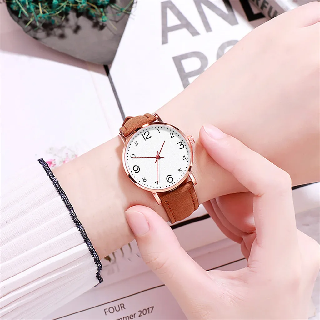 Fashionable Classic Women's Watches Luxury Quartz Leather Strap Watch Round Small Dial Analog Clock Wrist Watch Zegarek Damski afbeelding