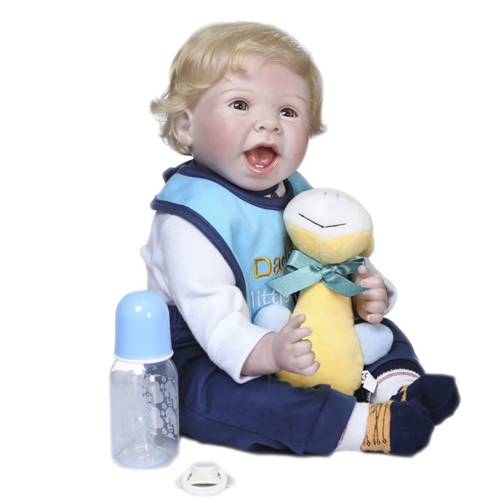 

Bebes Original Design 55CM Boy Doll Reborn Soft Cloth Body Cuddly Newborn Baby Lifelike Smiling Cute Face Real Doll Special gift