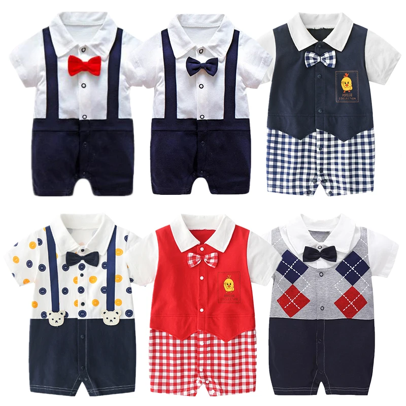 Newborn Baby Boy Summer Clothes Newborn Summer Cotton Bodysuit New
