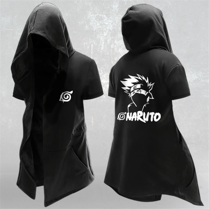 D NARUTO Uchiha Itachi Cosplay Costumes Konoha Kakashi Sweatshirt Trench Cotton Short Sleeve Hooded Cloak Jumpsuits Hoodies Coat - Цвет: D