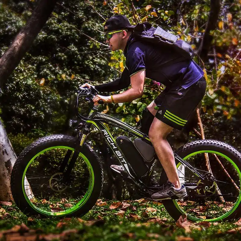 [EU Direct] RICHBIT TOP-022 48V 1000W 17Ah 21-Speed Mountain Snow Electric Bike Fat Tire 26inch Electric Bicycle Green