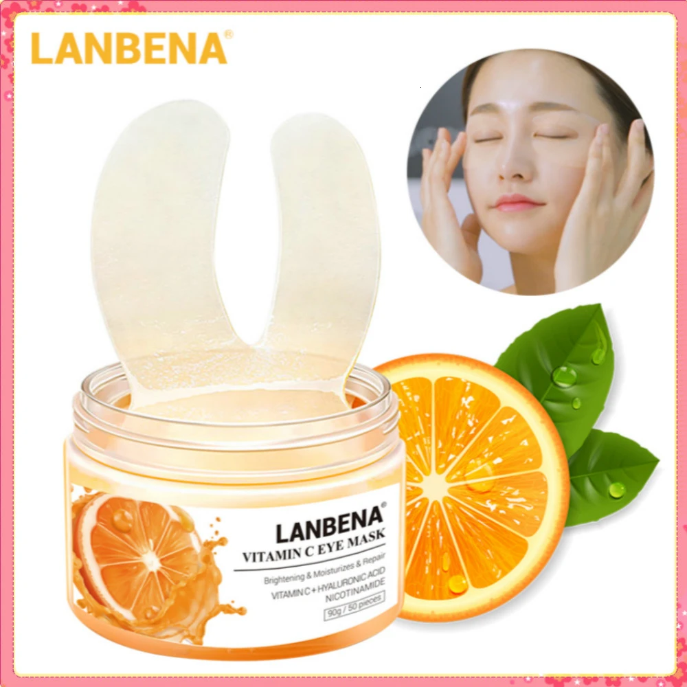 LANBENA Vitamin C Eye face Mask Eye patches Serum Remove Eye Bag anti wrinkle moisturizing under Eye dark circle remover 50PCS