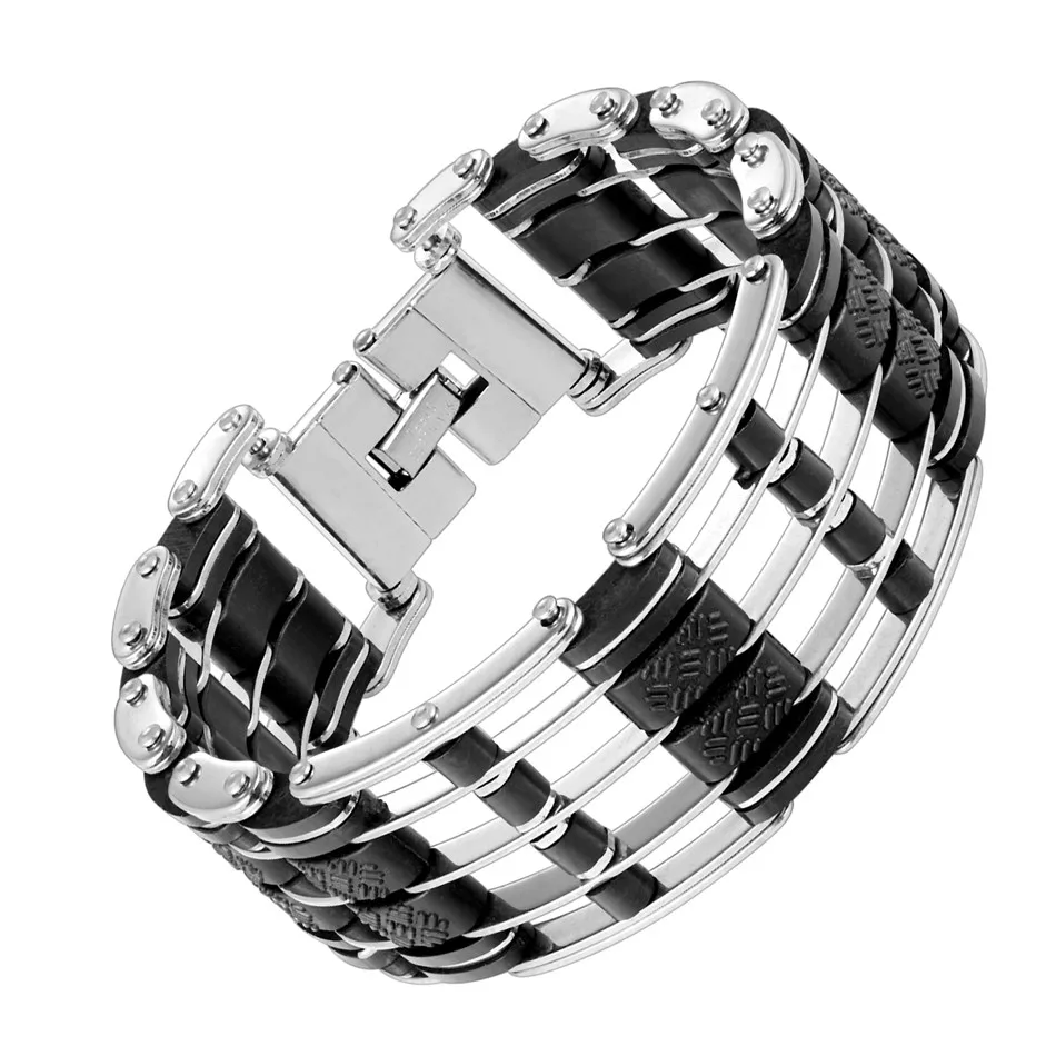 Панк преувеличенный мужской браслет велосипедная цепь резиновый браслет из нержавеющей стали для мужчин аксессуар
