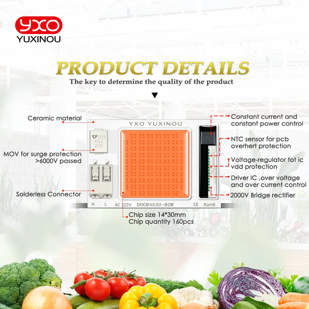 Ac Led Cob Dob Chips 50W 80W 100W Nessun Driver Necessario Per Diy Quantum Led Coltiva La Luce Spettro Completo Fito Lampada Pianta Piantina Fiore